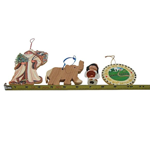 Lot 8 Christmas Holiday Ornaments Elephant Wagon Wheel Snowman Stocking Angel - Picture 10 of 11